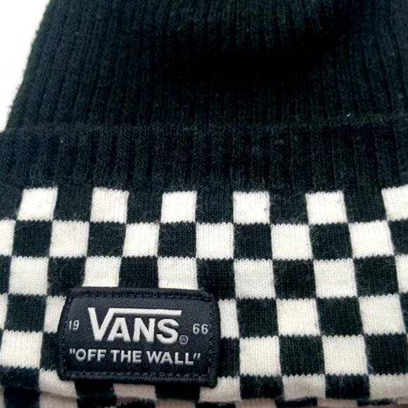 Vans Off The Wall Black + White Checkered Beanie -Hat Unisex - Picture 4 of 6